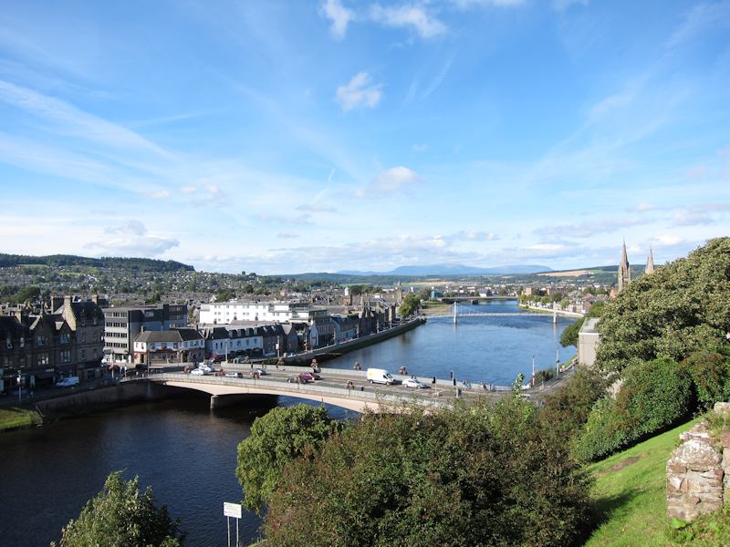 View of Ben Wyvis and Inverness seen from the castle